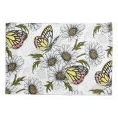 白い上にデイジーの蝶や花 枕カバー (裏面-左)