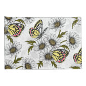 白い上にデイジーの蝶や花 枕カバー (裏面-右)