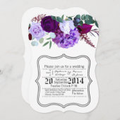 白い上にラベンダーハイビスカス5 x 7 招待状 (正面/裏面)