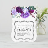 白い上にラベンダーハイビスカス5 x 7 招待状 (スタンド正面)