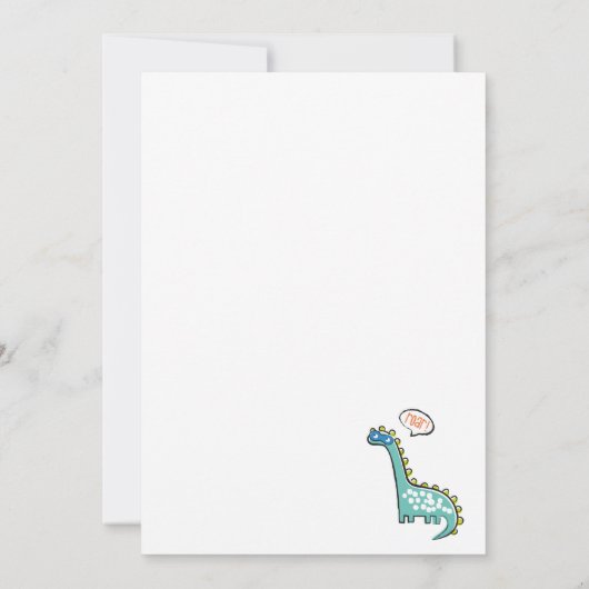 白い上に可愛い面白いスーパーヒーロー恐竜 招待状 (裏面)