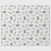 白い上に描かれた可愛い部族動物 ラッピングペーパー (フラット)