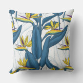 白い上に楽園の花の鳥 クッション (裏面)