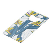 白い上に楽園の花の鳥 クレジットカード栓抜き (正面アングル)