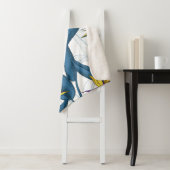 白い上に楽園の花の鳥 シェルパブランケット (インサイチュ)