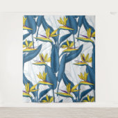 白い上に楽園の花の鳥 タペストリー (正面)