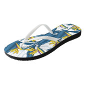 白い上に楽園の花の鳥 ビーチサンダル (アングル)