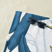 白い上に楽園の花の鳥 ビーチタオル (インサイチュ)