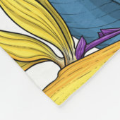 白い上に楽園の花の鳥 フリースブランケット (角)