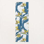 白い上に楽園の花の鳥 ヨガマット (正面)