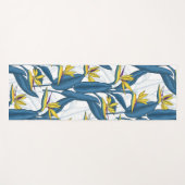 白い上に楽園の花の鳥 ヨガマット (正面(横))