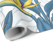 白い上に楽園の花の鳥 ラッピングペーパー (ロールコーナー)