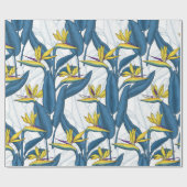 白い上に楽園の花の鳥 ラッピングペーパー (フラット)