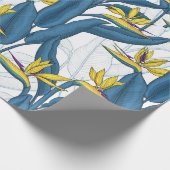 白い上に楽園の花の鳥 ラッピングペーパー (角)