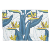 白い上に楽園の花の鳥 枕カバー (正面)