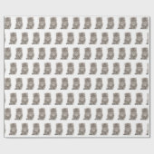 白い上に灰色のふわふわした子猫 ラッピングペーパー (フラット)