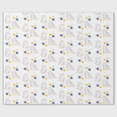 白い上に猫と花 ラッピングペーパー (フラット)