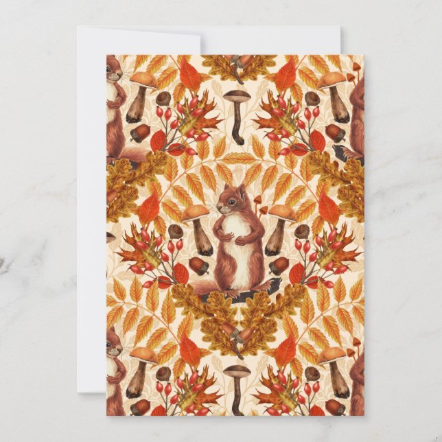 白い上に秋のリス (正面)