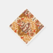 白い上に秋のリス スタンダードカクテルナプキン (角)