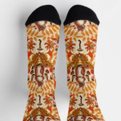 白い上に秋のリス ソックス (上部)