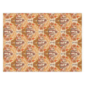 白い上に秋のリス テーブルクロス (正面(横))