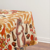白い上に秋のリス テーブルクロス (インサイチュ)