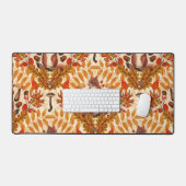 白い上に秋のリス デスクマット (キーボード&マウス)