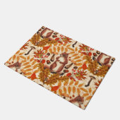 白い上に秋のリス ドアマット (アングル)