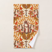 白い上に秋のリス バスタオルセット (ハンドタオル)