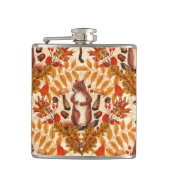 白い上に秋のリス フラスク (正面)