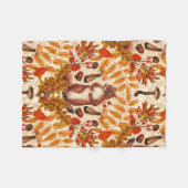 白い上に秋のリス フリースブランケット (正面(横))