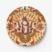 白い上に秋のリス ペーパープレート (正面)