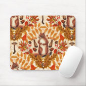 白い上に秋のリス マウスパッド (マウス)