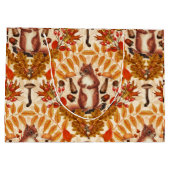 白い上に秋のリス ラージペーパーバッグ (裏面)