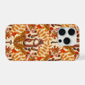 白い上に秋のリス iPhoneケース (裏面横)