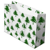 白い上に緑のクリスマスパイン ラージペーパーバッグ (正面アングル)
