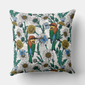 白い上に蜂の食べ物、青い蝶やデイジー クッション (裏面)