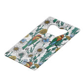 白い上に蜂の食べ物、青い蝶やデイジー クレジットカード栓抜き (正面アングル)