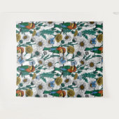 白い上に蜂の食べ物、青い蝶やデイジー タペストリー (正面(横))