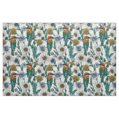 白い上に蜂の食べ物、青い蝶やデイジー ファブリック (ヤード)