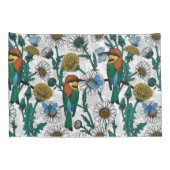 白い上に蜂の食べ物、青い蝶やデイジー 枕カバー (裏面-右)