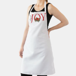 白い上に赤いクリスマスポインセチア喜びの知らせ エプロン