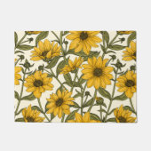 白い上に野生のヒマワリ ドアマット (正面)