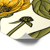 白い上に野生のヒマワリ ポスター (角)