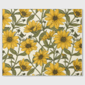 白い上に野生のヒマワリ ラッピングペーパー (フラット)