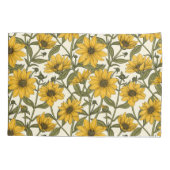 白い上に野生のヒマワリ 枕カバー (裏面-左)