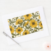 白い上に野生のヒマワリ 長方形シール (封筒)