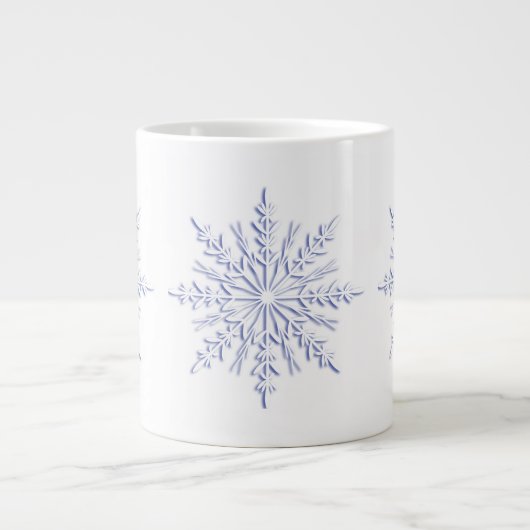 白い上に青い冬の雪 ジャンボコーヒーマグカップ (正面)