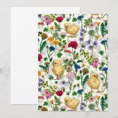 白い上に鶏や野草 (正面/裏面)