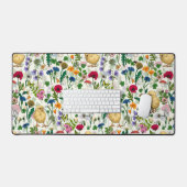 白い上に鶏や野草 デスクマット (キーボード&マウス)